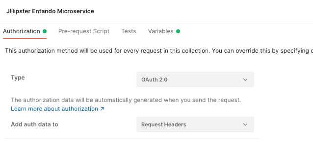 Postman define auth type