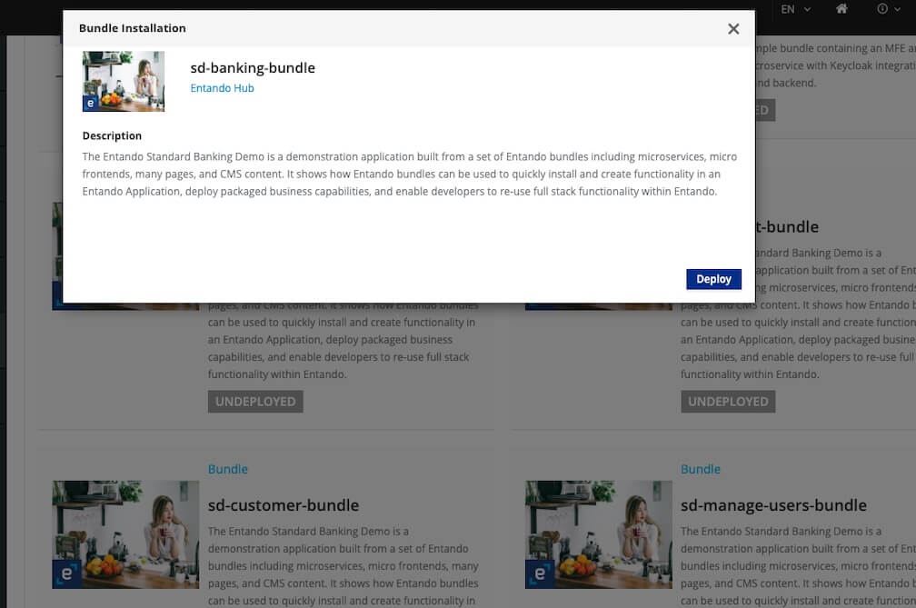 Pop-up Window Deploying & Installing Bundles