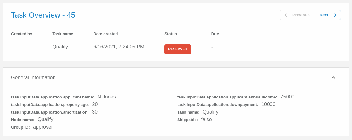 Task Overview with Specific and General data